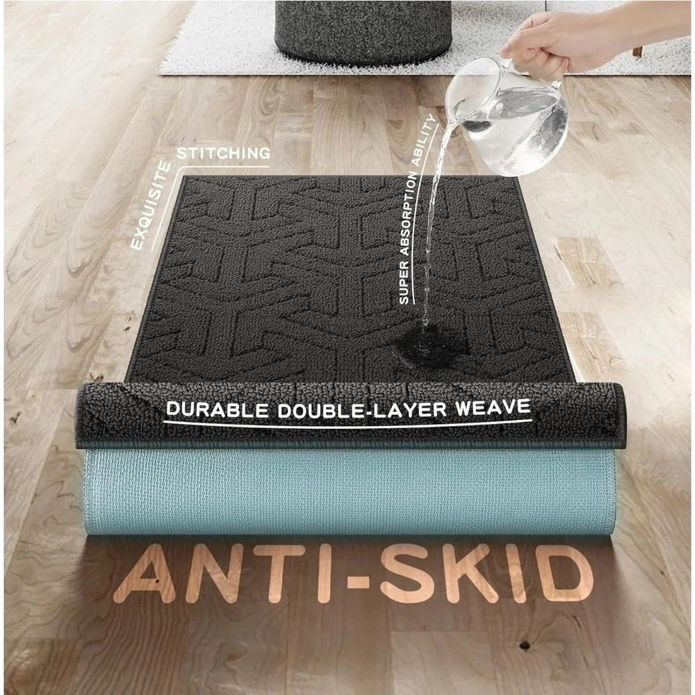 Villsure Door Mat, Non-Slip Entryway Mats Resist Dirt, 35 x 59, Gray